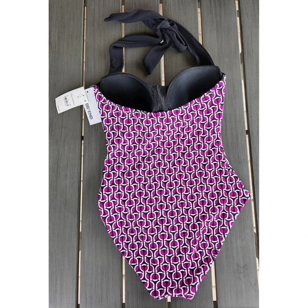 LANDS' END Size XS Geometric Tankini One-Piece Swimsuit  (334)